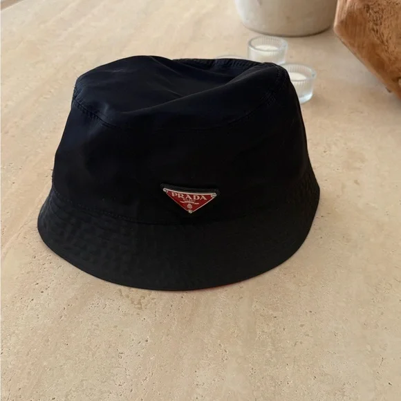 Prada Black Bucket Hat AUTHENTIC - Picture 2 of 4